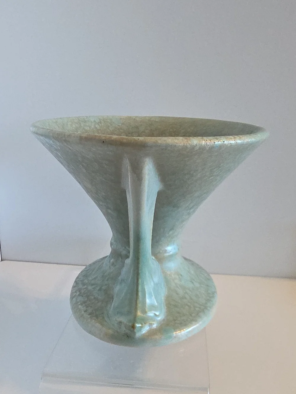 Vintage 1928 Roseville Pottery Blue-Green Tuscany Compote Vase (Shape #67-4)
